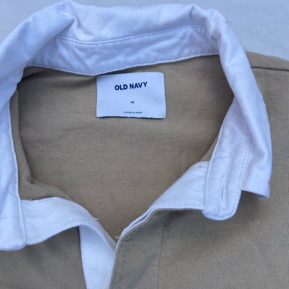 Rugby Tan Bergundy and blue Striped Shirt, Size M Old Navy, Barely Worn - Picture 2 of 4